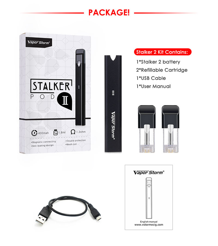 Vapor Storm Stalker 2 Pod Vape Kit Package