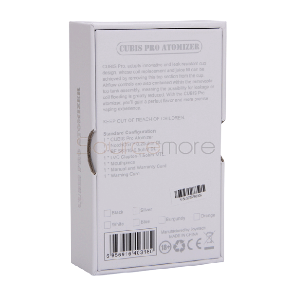 Joyetech CUBIS Pro Atomizer 4.0ml Adjustable Airflow Leak Resistant Cup Design- Silver