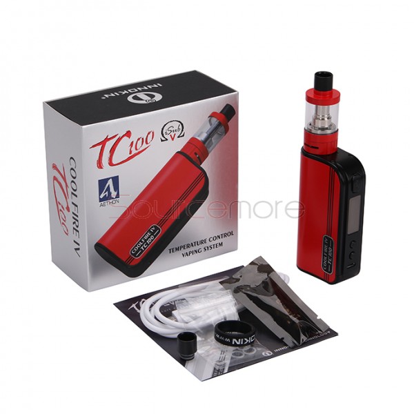 Innokin CoolFire IV TC100W with  iSub V 3.0ml Kit 3300mah Capacity Support Ti/Ni/SS in TC Mode-Red
