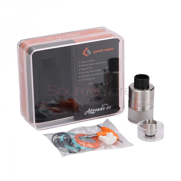 Geek Vape Avocado 24 RDTA 5.0ml Liquid Capacity 24mm Diameter Velocity Deck with Hinge Lock Fill System Tank-Stainless Steel
