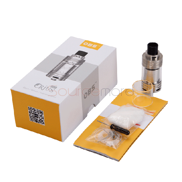 OBS Crius Plus RTA Rebuildable Tank Atomizer 5.8ml E-liquid Capacity Side-filling Airflow Control with 18mm Diameter Base Deck-Silver