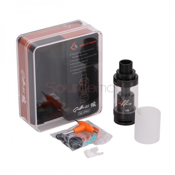Geekvape Griffin 25 RTA 6ml Top Airflow Version Tank with Travel-to-the-coil Structure-Black