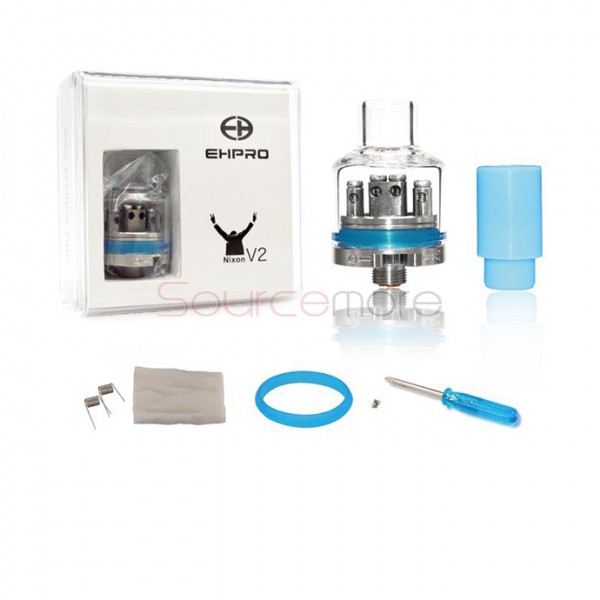 Ehpro Nixon V2 RDA 22mm Diameter Bottom Airflow Control Dual Coil 510 Connection Rebuildable Dripping Atomizer-Silver