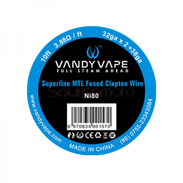 10ft Vandy Vape Superfine MTL Fused Clapton Wire Ni80 32ga*2+38ga