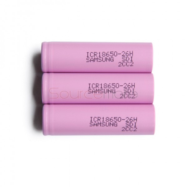 2PCS Samsung ICR 26H 18650 3.7V 2600mAh Li-ion Flat Top Batteries