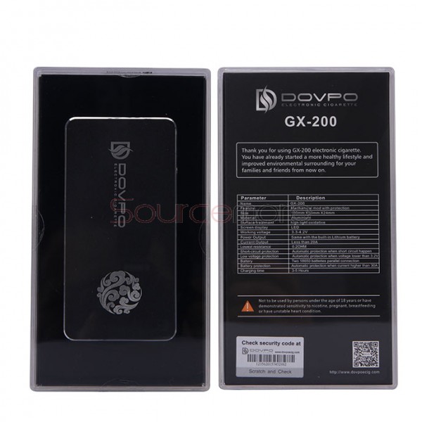 Dovpo GX-200 Mechanical Mod Dual 18650 Battery Compatible Viravle Voltage Mod-Black