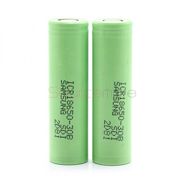 2PCS Samsung ICR 30B 18650 3.7V 3000mAh Li-ion Flat Top Batteries