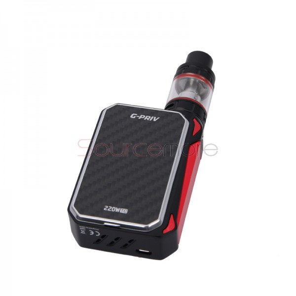 Smok G-PRIV 220 TC/VW Kit 5.0ml TFV8 Big Baby Tank with G-PRIV 220W Mod Powered by Dual 18650 Cells- Black&Red