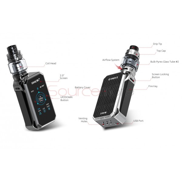 Smok G-Priv 2 Luxe Edition Kit with 230W G-Priv 2 Mod Luxe Edition and TFV12 Prince Tank-Prism Chrome