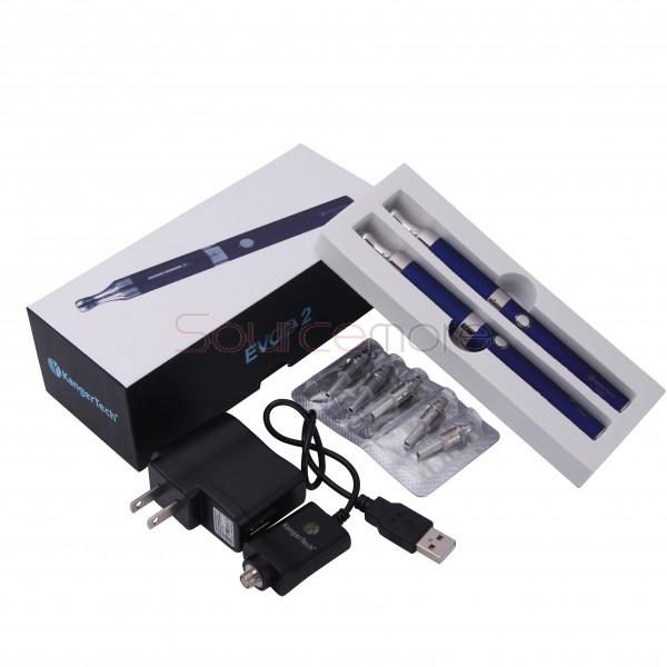 Kanger Evod 2 Starter Kit with 1.6ml Atomizer Double Pack Dual Ecigs kits-Blue EU Plug  