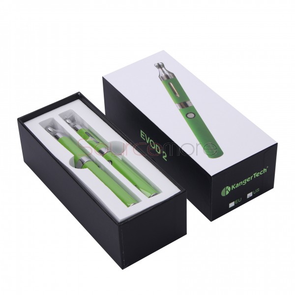 Kanger Evod 2 Starter Kit with 1.6ml Atomizer Double Pack Dual Ecigs kits-Green US Plug  