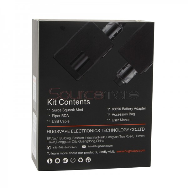 HugsVape Surge Squonk 80W Kit with Piper RDA - Silver