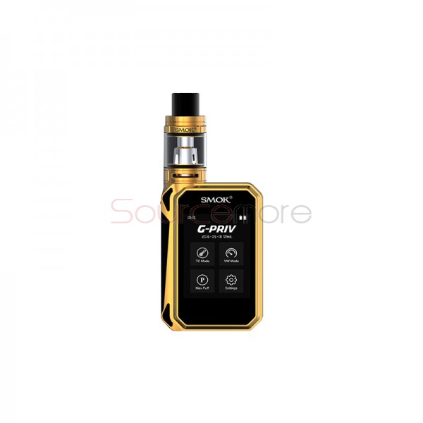 Smok G-PRIV 220 TC/VW Kit 5.0ml TFV8 Big Baby Tank with G-PRIV 220W Mod Powered by Dual 18650 Cells- Black&Gold