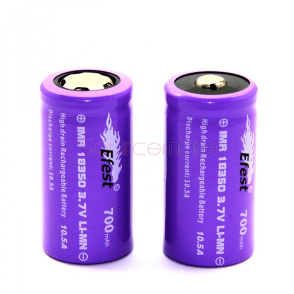 Efest 18350 700mah 10.5A  Rechargeable Battery Button Top-2pcs