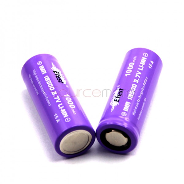 Efest  18500 1000mah 15A  Rechargeable Battery Flat Top-2pcs