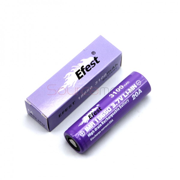 Efest 18650 3100mah 20A  Rechargeable Battery Flat Top-2pcs
