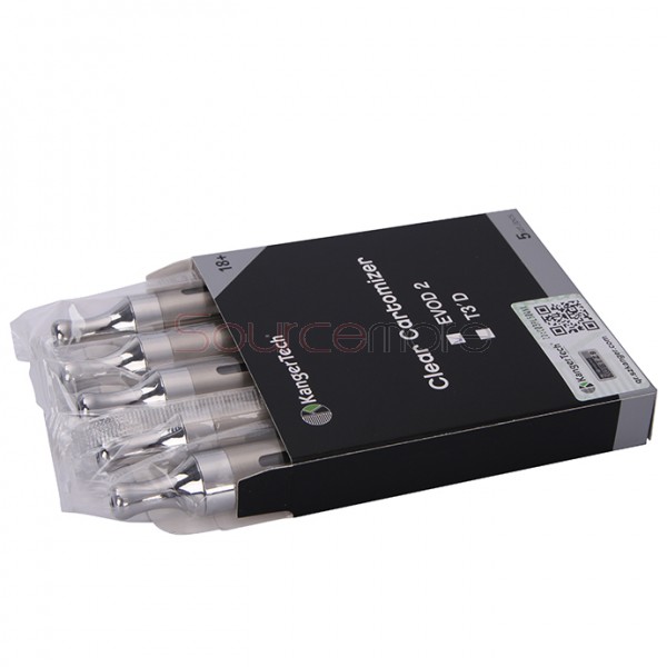 5pcs Kangertech EVOD 2 BDC Pyrex Glass Clearomizer - Silver