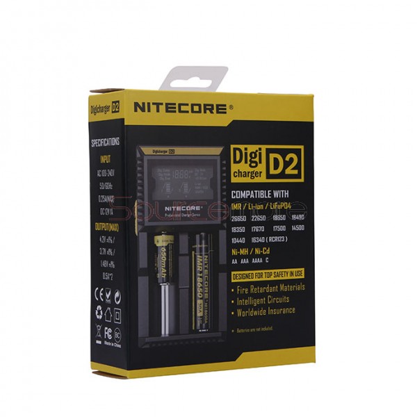 Nitecore D2 Digicharger with 2 Channels for Li-ion Battery - US Plug