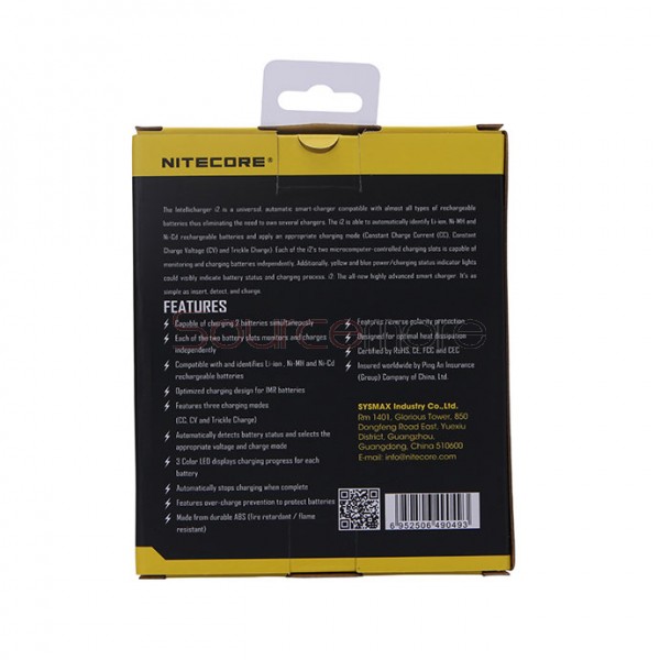 Nitecore i2 Dual Channel  Intelligent Charger - UK Plug