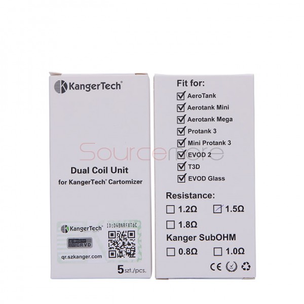 5PCS Kanger Replacement  New Dual Coil -1.5ohm