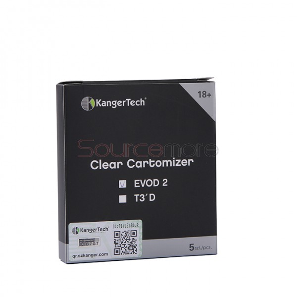 5 pcs Kangertech EVOD 2 BDC Pyrex Glass Clearomizer -Black