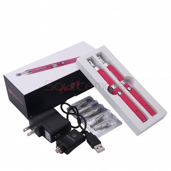 Kanger Evod 2 Starter Kit with 1.6ml Atomizer Double Pack Dual Ecigs kits-Pink EU Plug  