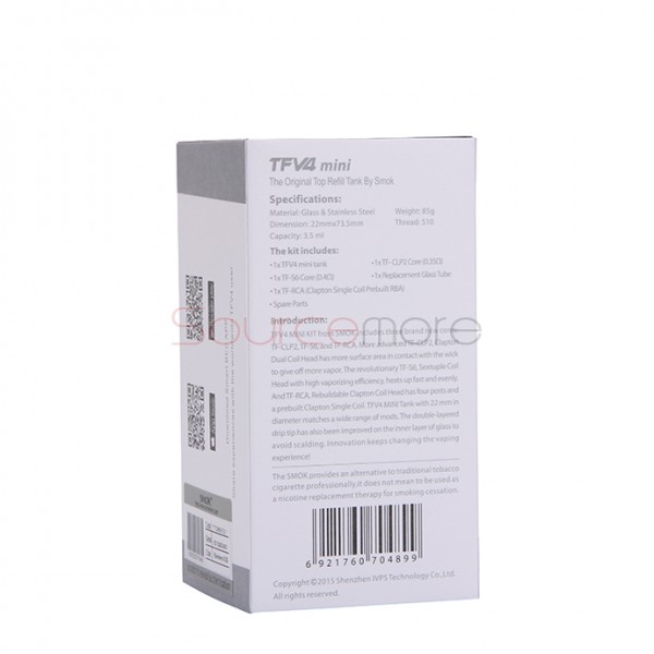 SMOK TFV4 Mini Atomizer Sub Ohm Tank 3.5ml Tank Atomizer(Full Kit)-Stainless Steel