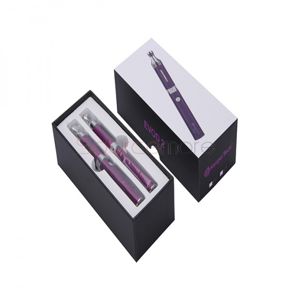 Kanger Evod 2 Starter Kit with 1.6ml Atomizer Double Pack Dual Ecigs kits-Purple US Plug  