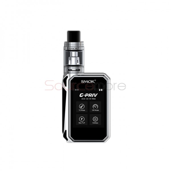 Smok G-PRIV 220 TC/VW Kit 5.0ml TFV8 Big Baby Tank with G-PRIV 220W Mod Powered by Dual 18650 Cells- Black&Silver