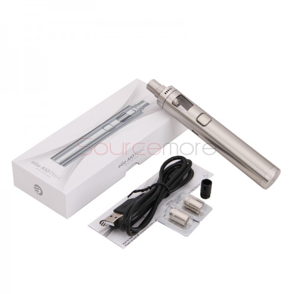 Joyetech eGo AIO Pro C All-in-One Kit 4ml Liquid Capcaity Powered by Single 18650 Cell- Silver