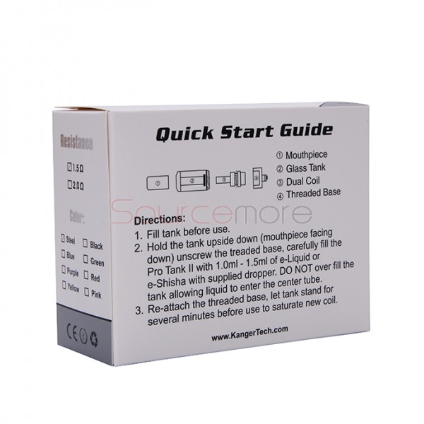 Kangertech EVOD Glass Clearomizer Bottom Dual Coil Clearomizer 1.5ml-Pink