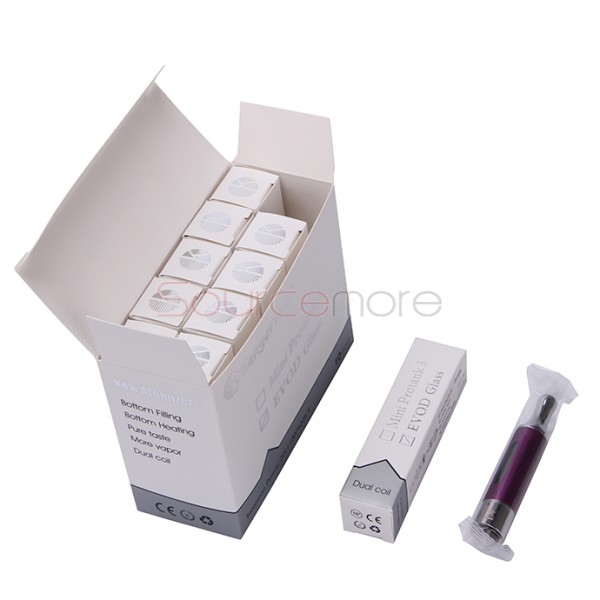 Kangertech EVOD Glass Clearomizer Bottom Dual Coil Clearomizer 1.5ml-Purple