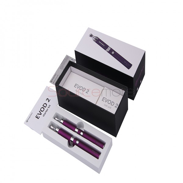 Kanger Evod 2 Starter Kit with 1.6ml Atomizer Double Pack Dual Ecigs kits-Purple US Plug  