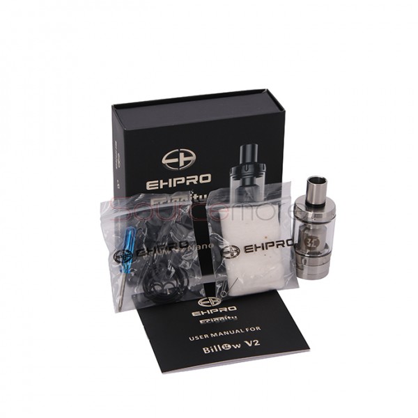 Billow V2 Nano 3.2ml Rebuildable Tank Atomizer by Ehpro & Eciggity-Silver
