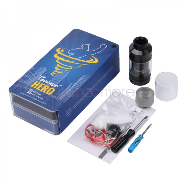 IJOY Tornado Hero Two Post Build Deck RTA/Sub Ohm Tank with 5.2ml Capacity-Black
