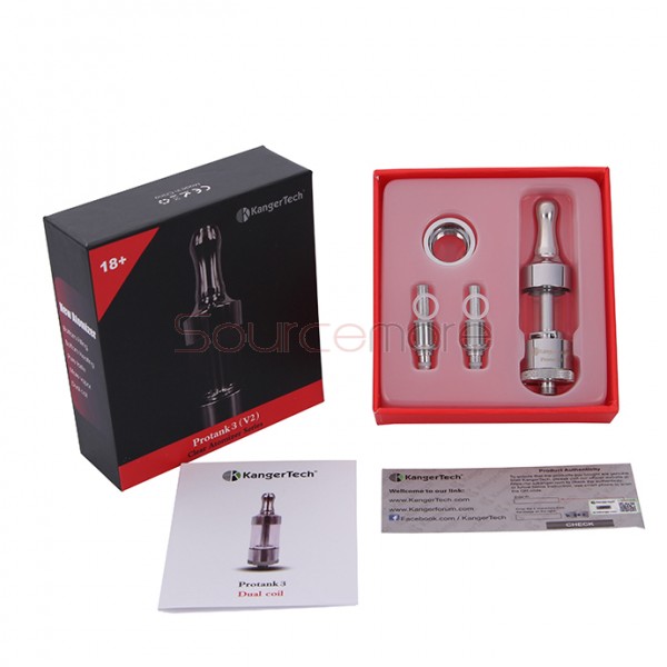Kanger Protank 3 Atomizer Kit with 2 Replaceable Coils 2.5ml Capacity-Clear