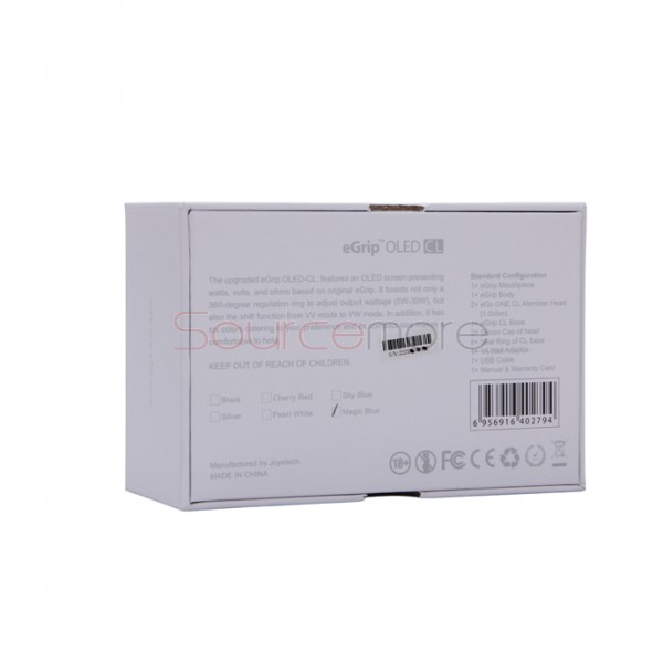 Joyetech eGrip OLED 30W CL Version Starter Kit VV/VW Mode 1500mah/3.6ml Capacity US Plug-Silver