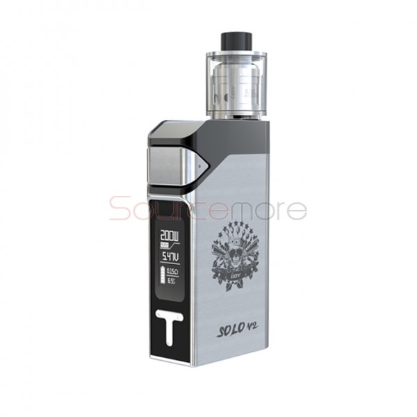 IJOY SOLO V2 Starter Kit SOLO V2 200W Box Mod Powered by Dual 18650 Cells with 2ml Limitless Sub Ohm Tank - Silver 