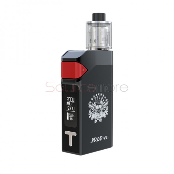 IJOY SOLO V2 Starter Kit SOLO V2 200W Box Mod Powered by Dual 18650 Cells with 2ml Limitless Sub Ohm Tank -Black 