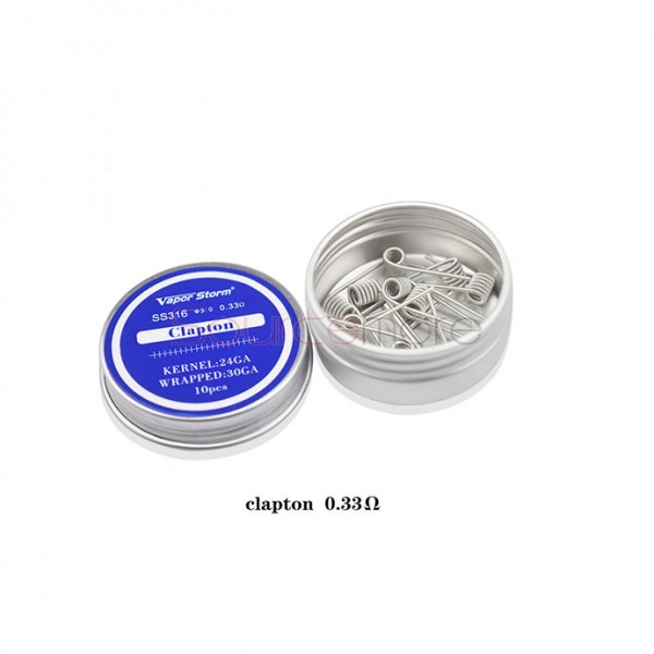 Vapor Storm SS316 Prebuild Coil Wires Clapton 24GA 0.33ohm for Rebuildable Atomizers 24GA+30GA 10pcs 