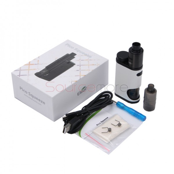 Eleaf Pico Squeeze Mod with Coral RDA Kit Replaceable 18650 Battery and 6.5ml Liquid Capacity- White