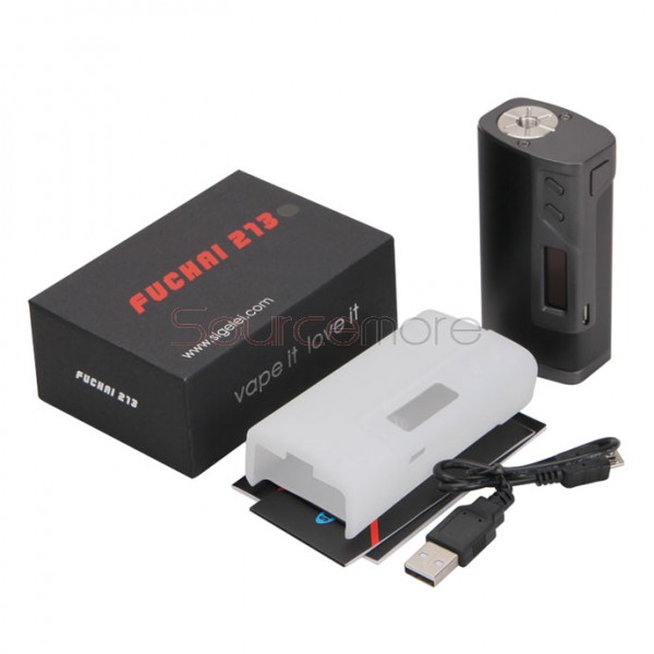 Sigelei Fuchai 213W Temperature Control Mod Support Ni/Ti/SS Powered by Dual 18650 Battery Cells- Black