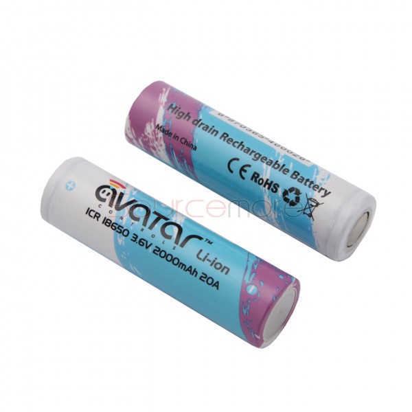 Avatar ICR 18650 Rechargeable Lithium Battery 3.6V 2000mah 2pcs