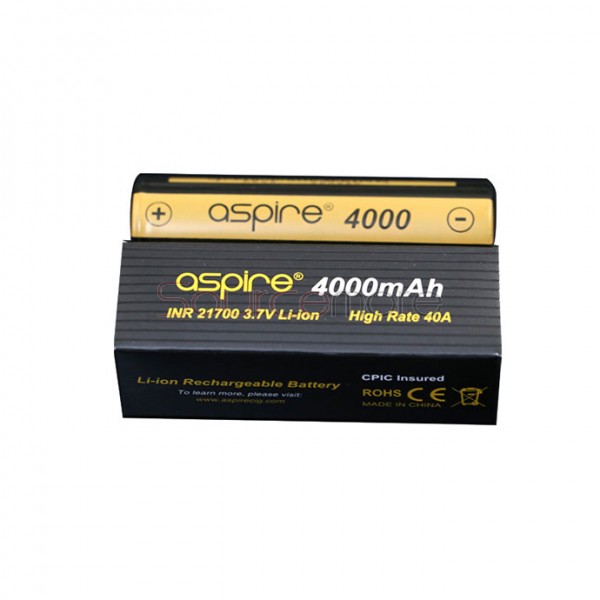 2PCS Aspire INR 21700 3.7V Li-ion High Rate 40A 4000mah Battery