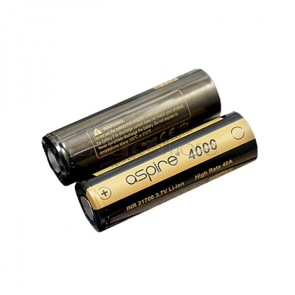 2PCS Aspire INR 21700 3.7V Li-ion High Rate 40A 4000mah Battery