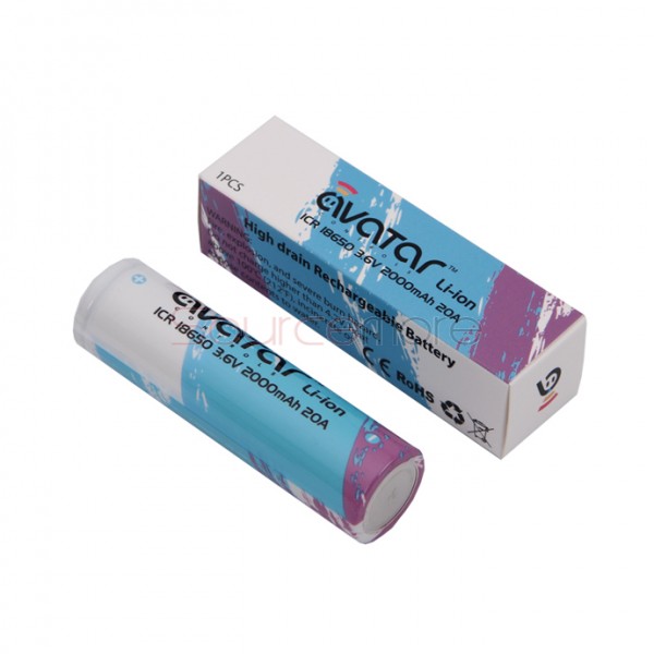 Avatar ICR 18650 Rechargeable Lithium Battery 3.6V 2000mah 2pcs