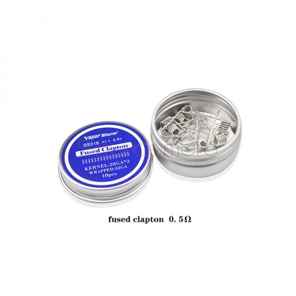 Vapor Storm SS316 Prebuild Coil Wires Fused Clapton 0.5ohm for Rebuildable Atomizers 28GA*2+32GA 10pcs 