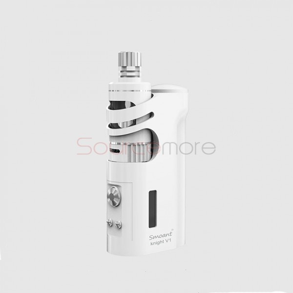 Smoant Knight V1 VV/VW TC Starter Kit Powered by Single 18650 Battery 60W Adjustable Airflow Control Ni/Ti/SS Mod and 4.5ml Talos V1 Tank 510 Thread Connection-White