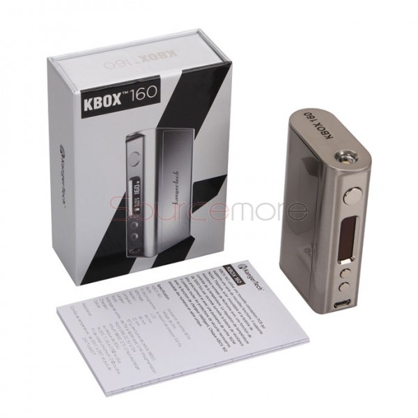 Kanger KBOX 160 Temperature Control 160W Box Mod Powered by Dual 18650 Battery Spring-loaded 510 Connection-Metallic Silver