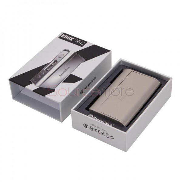 Kanger KBOX 160 Temperature Control 160W Box Mod Powered by Dual 18650 Battery Spring-loaded 510 Connection-Metallic Silver